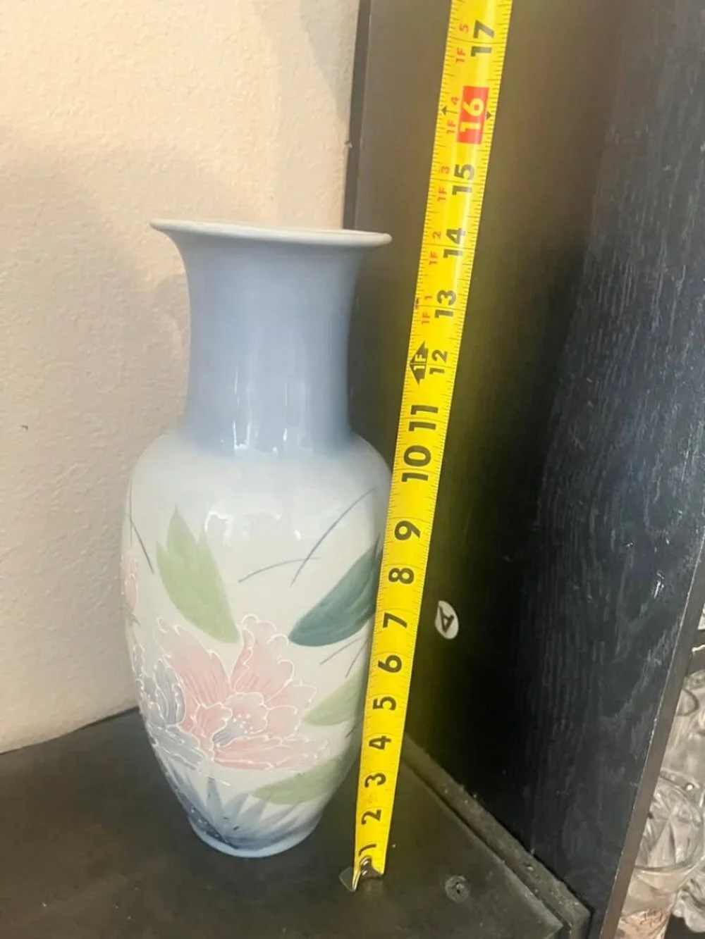 Vintage Otagiri Iris Floral Japan Hand Painted Ceramic Vase, Pastel Flowers
